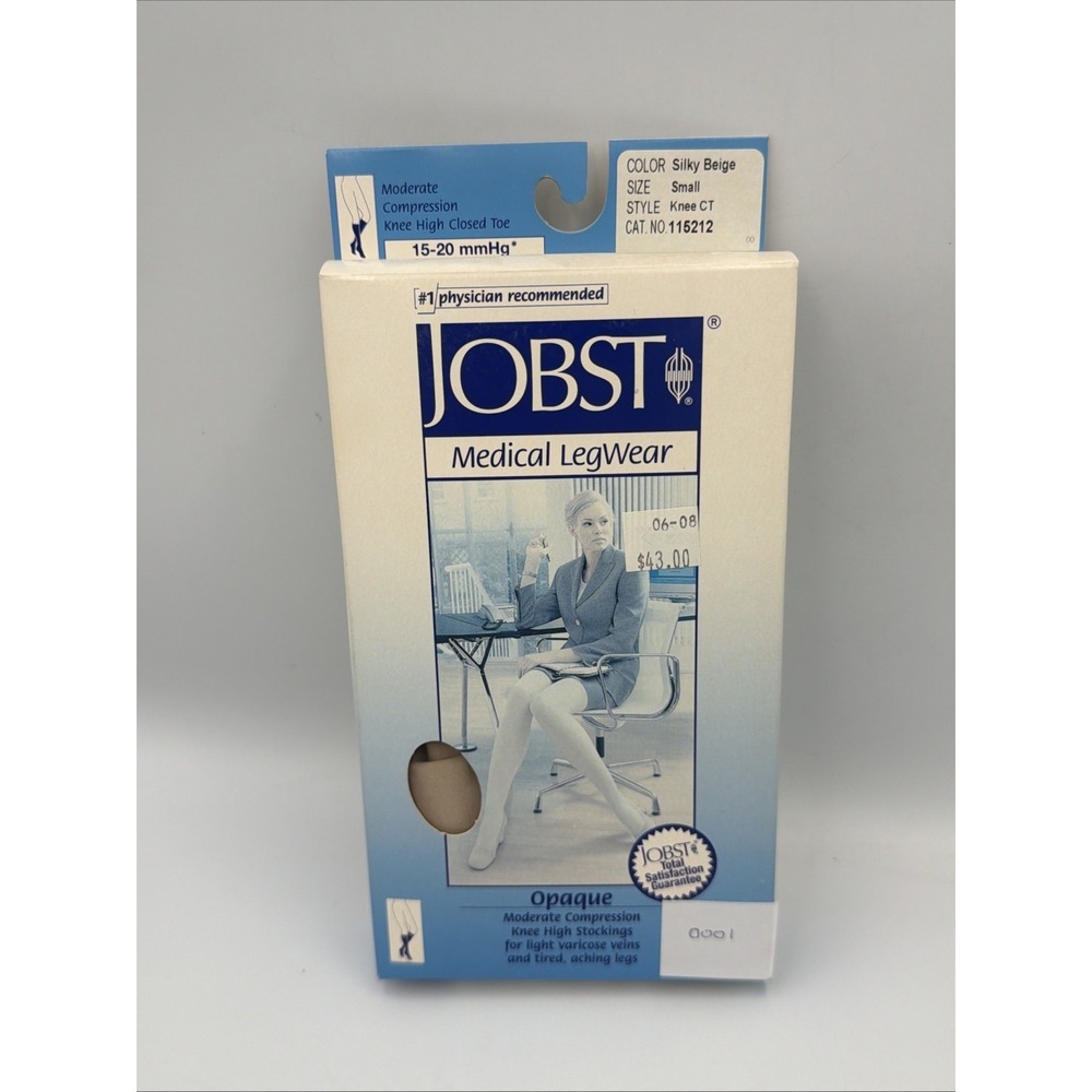 JOBST Opaque Compression Knee High Stockings Small Silky Beige Closed Toe S NEW